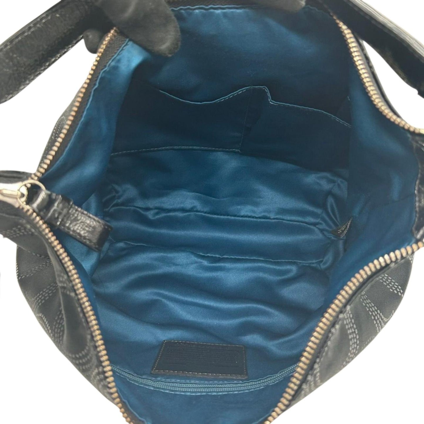 【美品】COACH コーチ オプアート 2WAY ショルダーバッグ ハンドバッグ 15929 ワンショルダー ホーボーバッグ ドット柄 サークルロゴ ナイロン レザー ブラック レディース 軽量 エレガント 通勤 通学 クリーニング済み E5