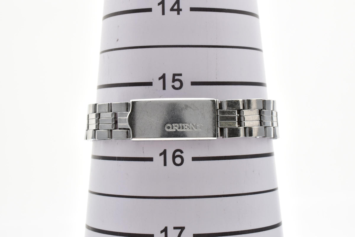 ORIENT オリエント Y497-32600 レディース 自動巻き 腕時計 ブルー文字盤 バーインデックス ステンレス ブレスレット クッションケース 23mm 1970年代 ヴィンテージ