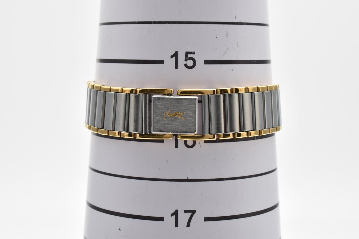 Yves Saint Laurent イヴサンローラン YSLロゴ 90s vintage カサンドラ 2200-228481 レディース クォーツ 腕時計 ゴールド文字盤 ステンレス コンビ ブレスレット 22mm 1990年代 ヴィンテージ ドレスウォッチ