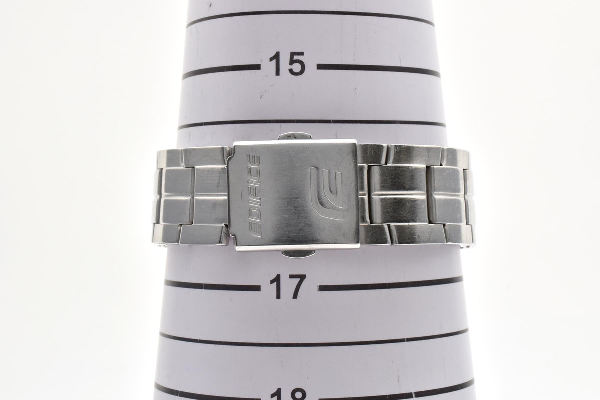 良品 CASIO カシオ エディフィス EF-126 クォーツ 10年電池 デイト シルバー文字盤 ステンレス 10気圧防水 メンズ 腕時計 稼働品