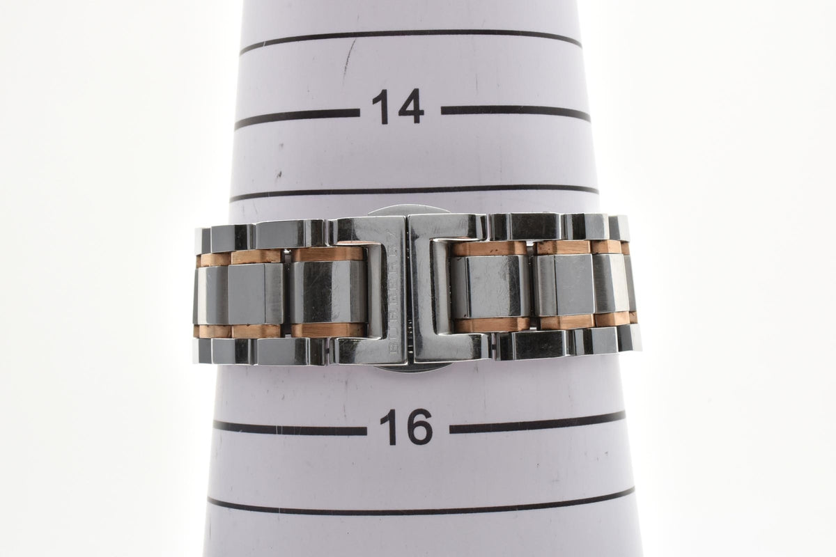 美品 BURBERRY バーバリー ザ・シティ BU9003 クォーツ デイト チェック文字盤 コンビ ローズゴールド ステンレス スイス製 サファイア メンズ 腕時計 稼働品
