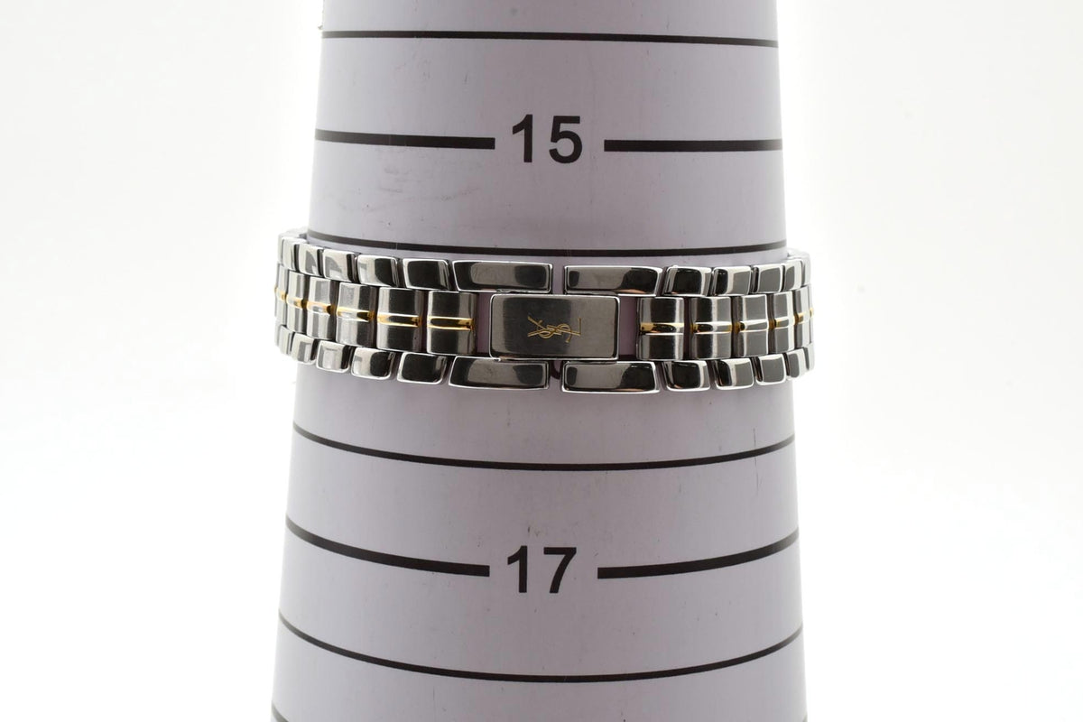 美品 Yves Saint Laurent イヴ・サンローラン 5420-F44557Y クォーツ コンビ ブラック文字盤 ローマ数字 レディース 腕時計 稼働品