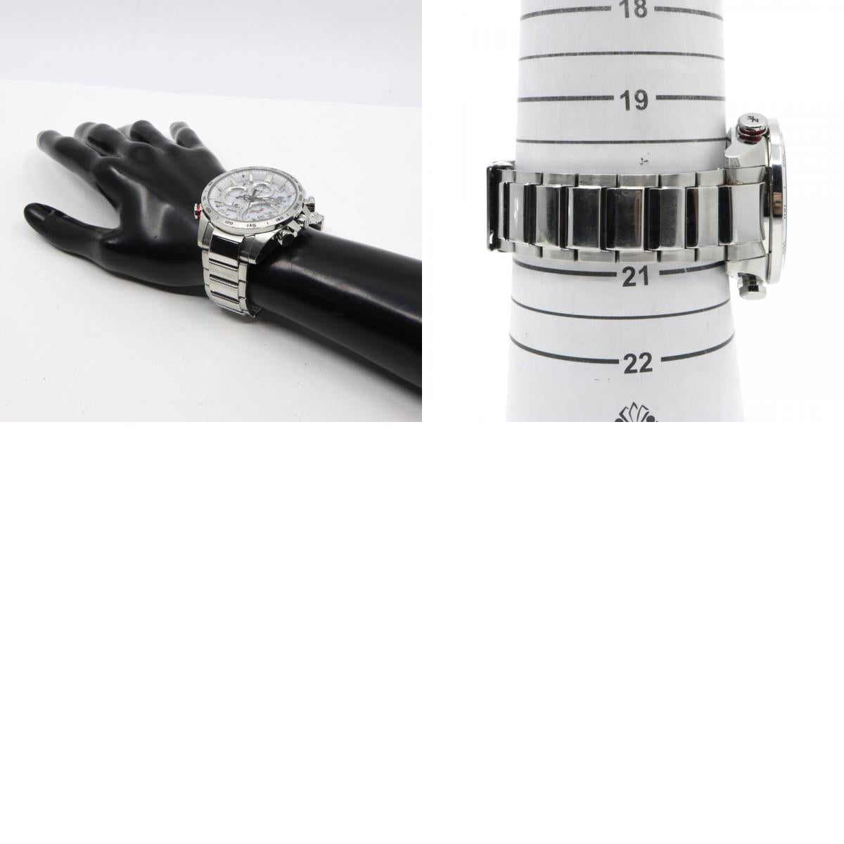 【稼働品】カシオ CASIO エディフィス EDIFICE EQB-501 タフソーラー Bluetooth搭載 モバイルリンク クロノグラフ ホワイト文字盤 シルバー ステンレス メンズ 腕時計 アナログ デュアルタイム 多機能 スポーティ ビジネス G7