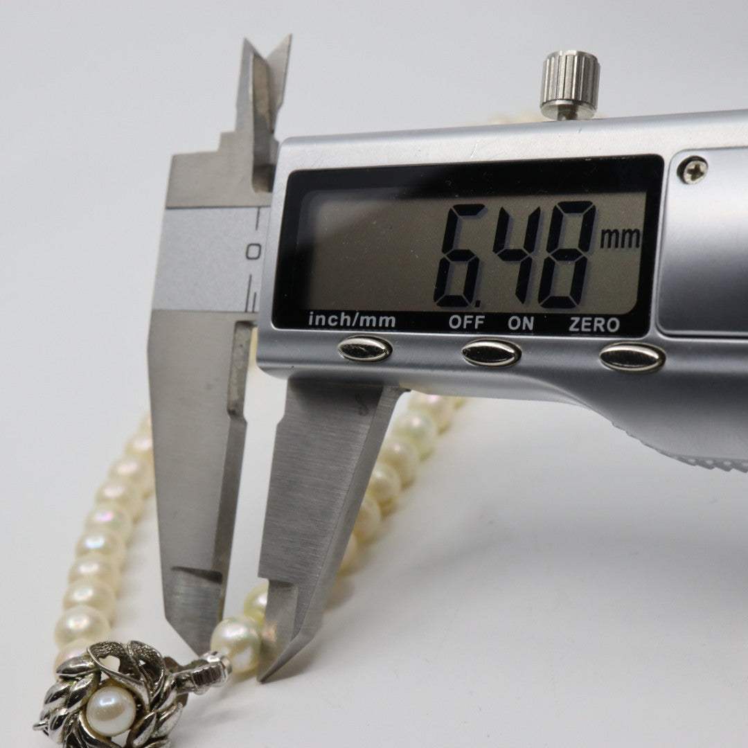 アコヤ真珠 ネックレス 約6.5-7.0mm 約45cm 約60珠 SILVER刻印 留め具 パールネックレス 本真珠 ホワイト系 ラウンド セミラウンド フォーマル 冠婚葬祭 レディース i5