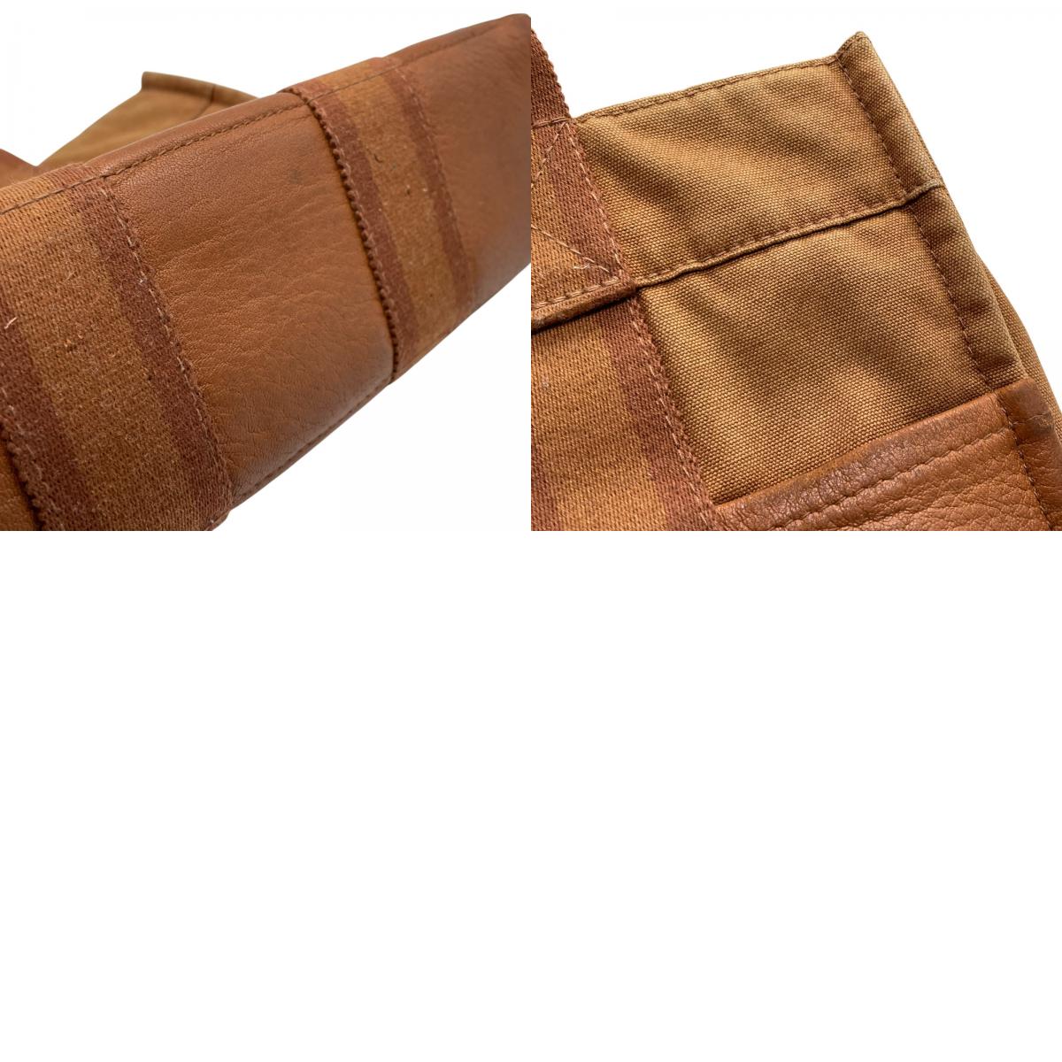 HERMES エルメス フールトゥ トートバッグ キャンバス レザー ハンドバッグ ブラウン シルバー金具 レディース B2