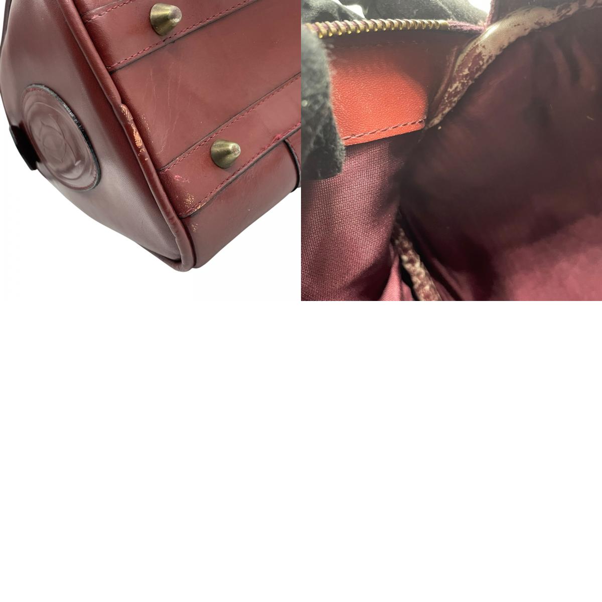 良品 カルティエ Cartier ハンドバッグ ミニボストンバッグ マストライン レザー 本革 ボルドー ワインレッド ゴールド金具 ヴィンテージ ビンテージ クラシック エレガント 2Cロゴ 鞄 カバン レディース 上品 高級 お出かけ 普段使い 定番 D