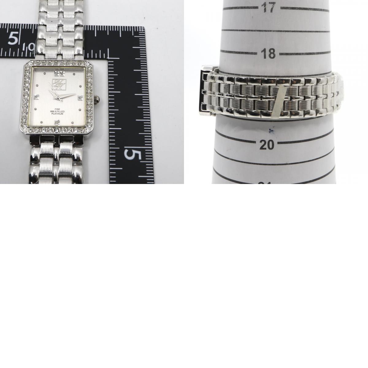 Yukiko Kimijima ユキコキミジマ YK-326P レディース 腕時計 クォーツ プラチナ999.9フィルド ステンレス スクエアケース シルバー文字盤 ジュエルインデックス g13