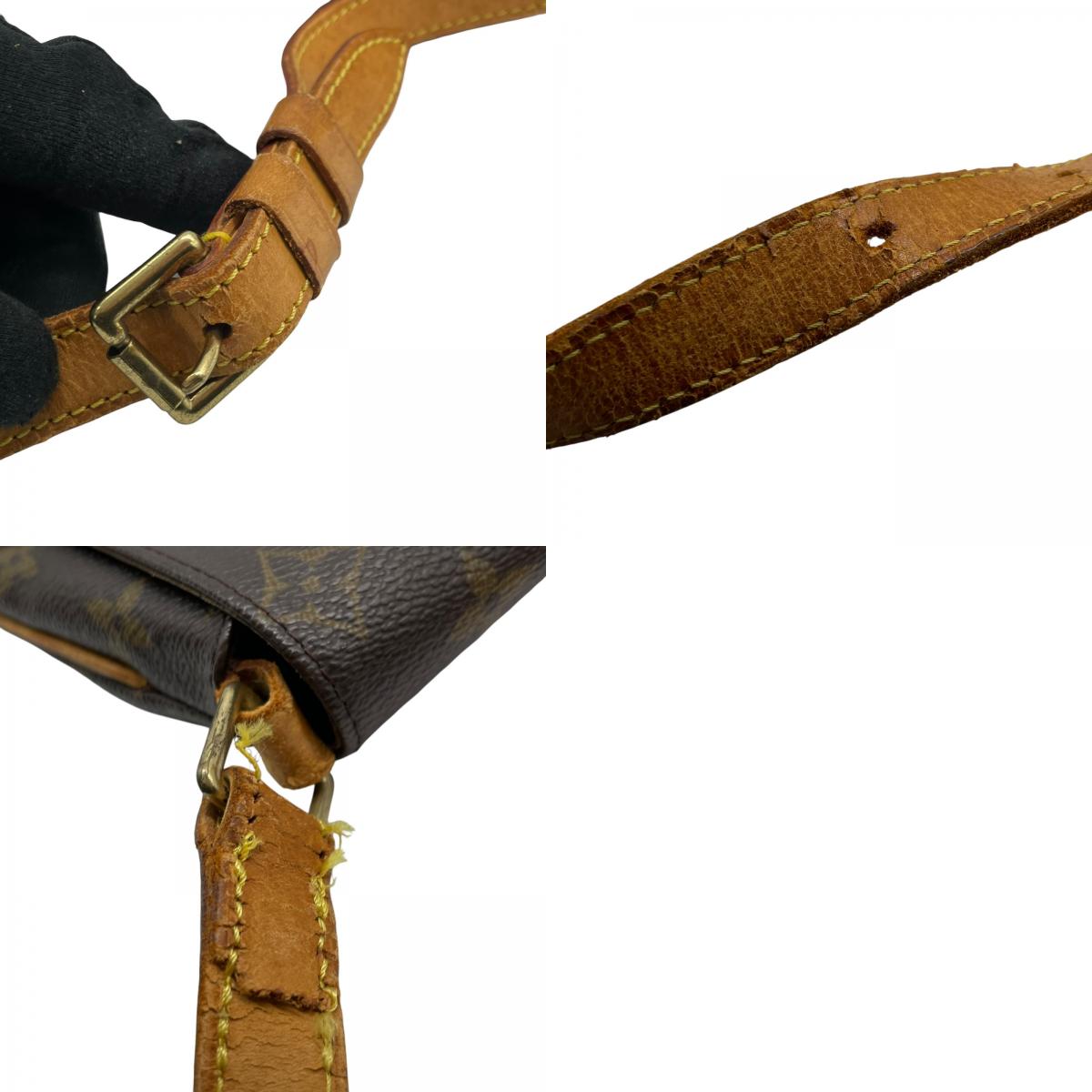LOUIS VUITTON ルイヴィトン モノグラム ミュゼットサルサ ショート ショルダーバッグ PVC レザー ブラウン ゴールド金具 レディース エレガント クラシック ビンテージ 肩掛け 鞄 デイリーユース 定番 人気 本革 普段使い K4