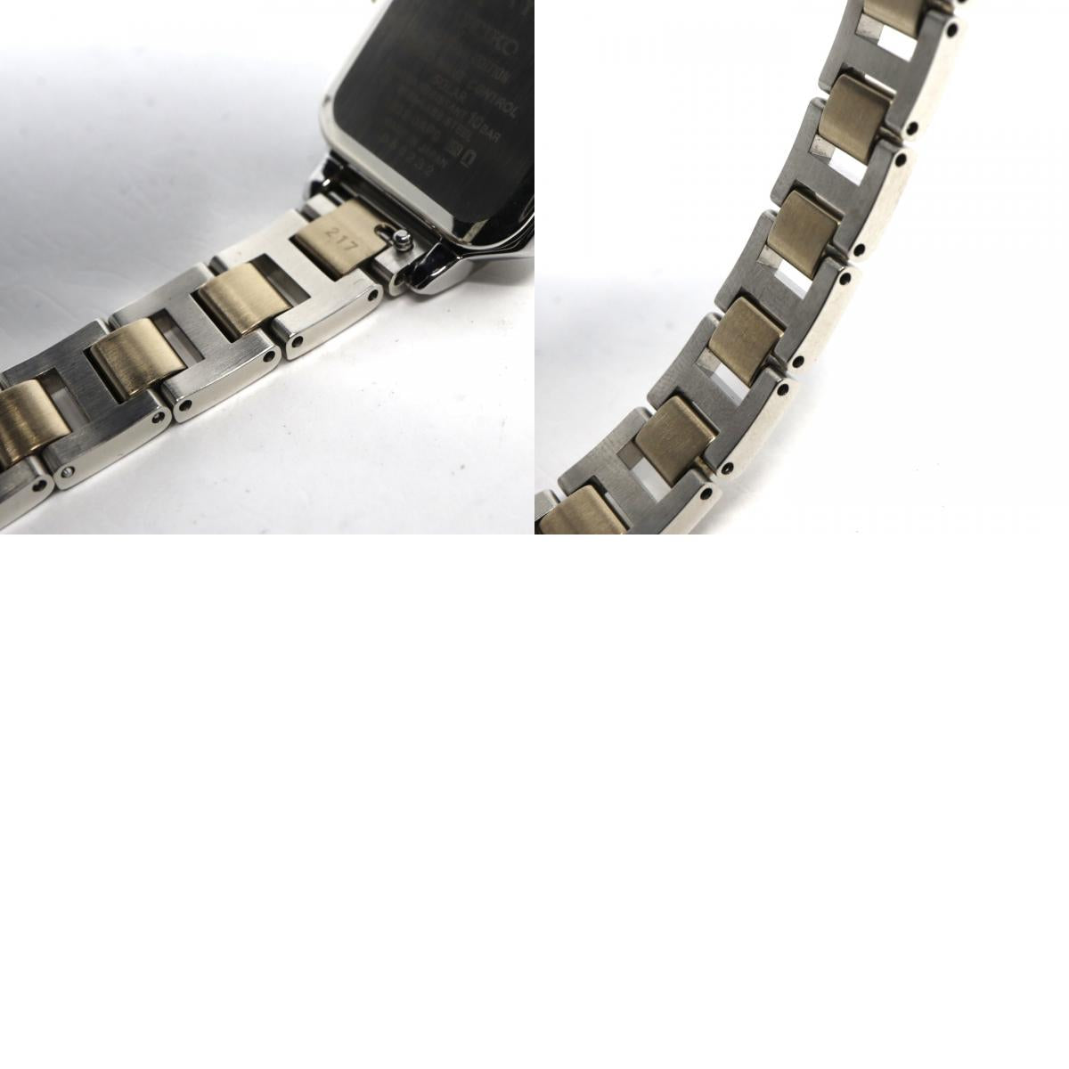 【未使用級/稼働品】セイコー ルキア LUKIAYASE プロデュース 限定モデル SSVW105 1B32-0AP0 ソーラー電波 ダイヤモンド サファイア 白蝶貝 スクエア レディース 腕時計 コンビ 希少 レア クリーニング済 G8