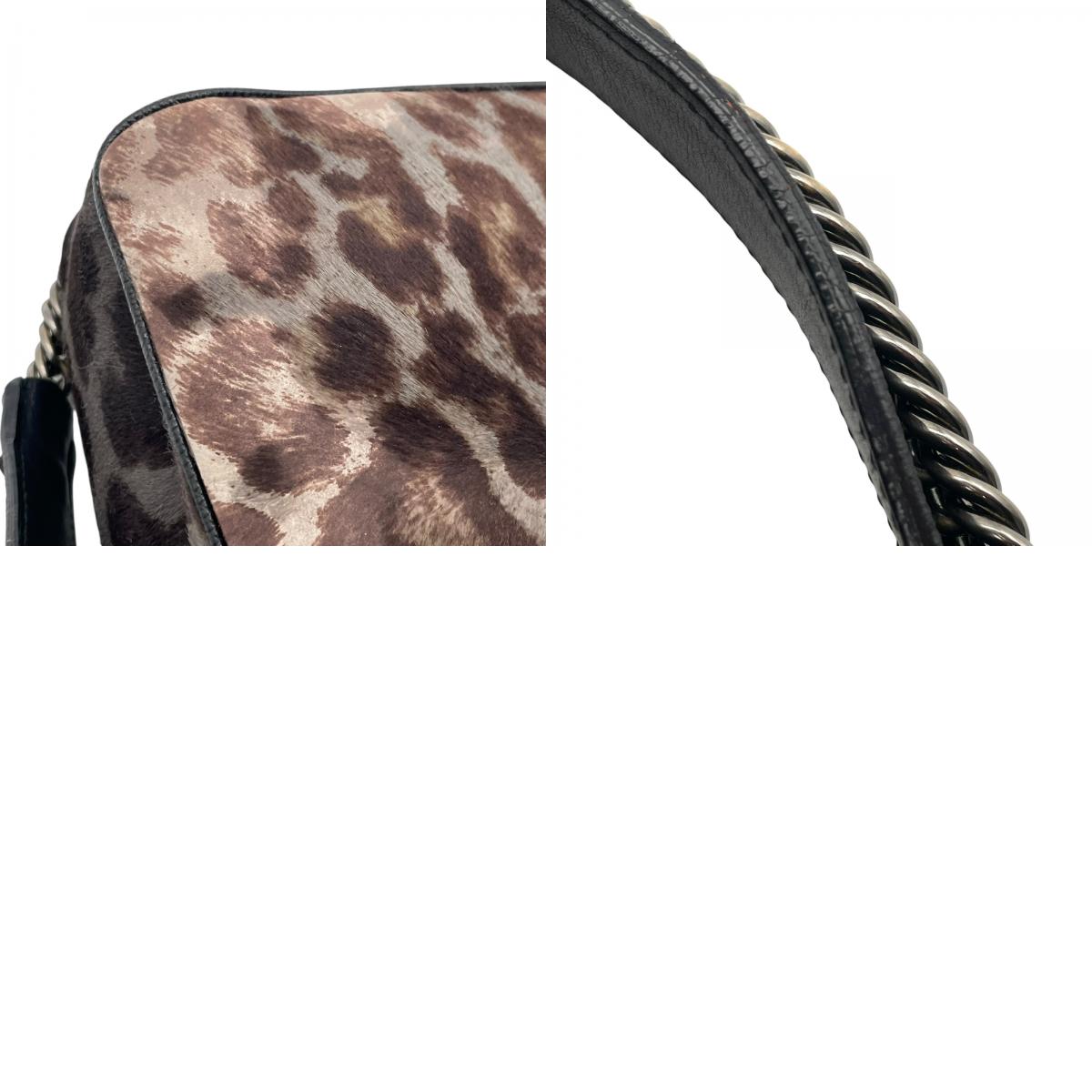 【美品】 バリー BALLY ショルダーバッグ ワンショルダー チェーン LANNI ランニ ハラコ レオパード ヒョウ柄 アニマル グレー ブラウン 茶 ゴールド金具 エレガント 上品 高級感 パーティー お出かけ レディース 定番 人気 鞄 カバン E