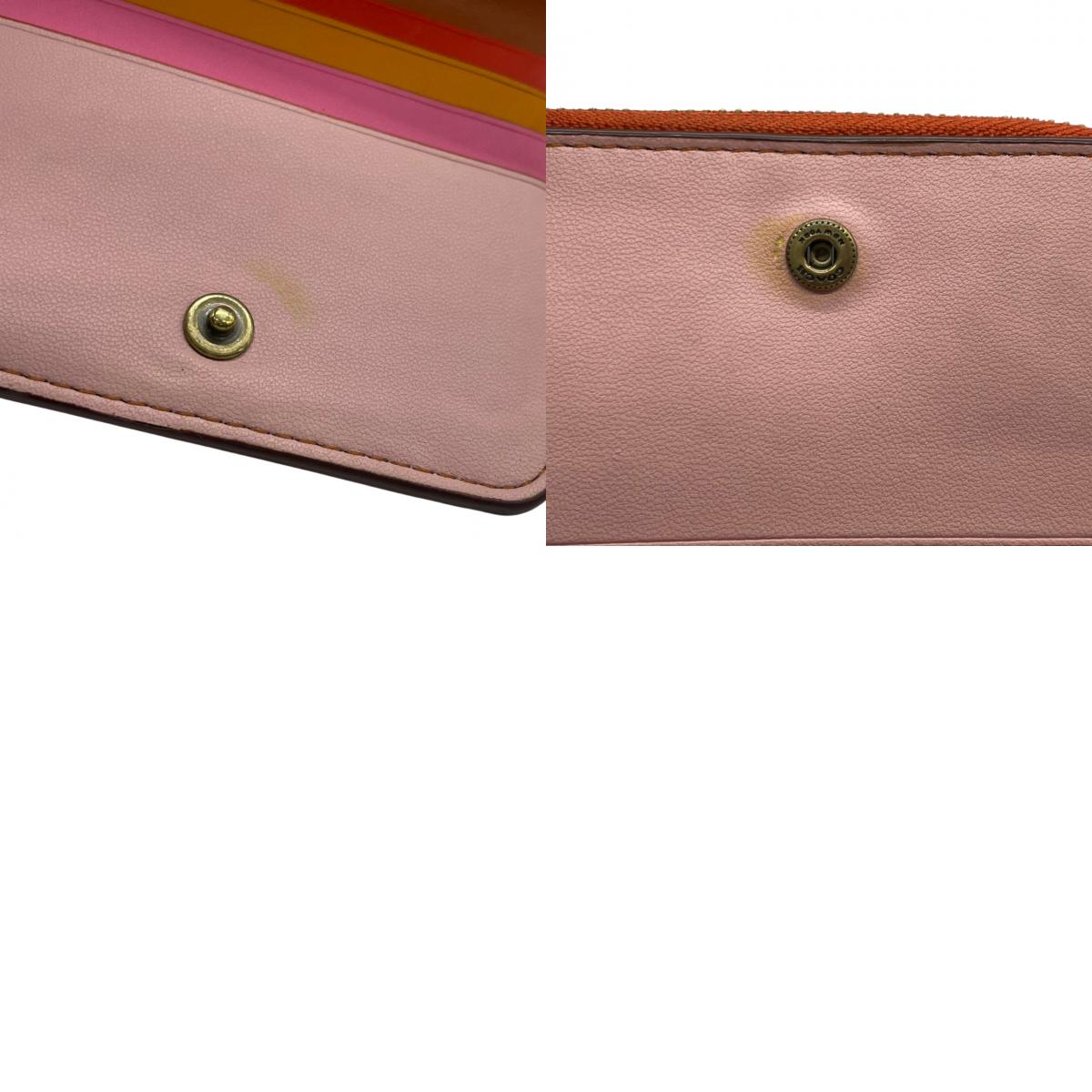 コーチ COACH 二つ折り財布 コンパクトウォレット ラウンドファスナー ジップアラウンド レザー 本革 オレンジ ゴールド金具 レディース ロゴ 馬車 エレガント クラシック m2