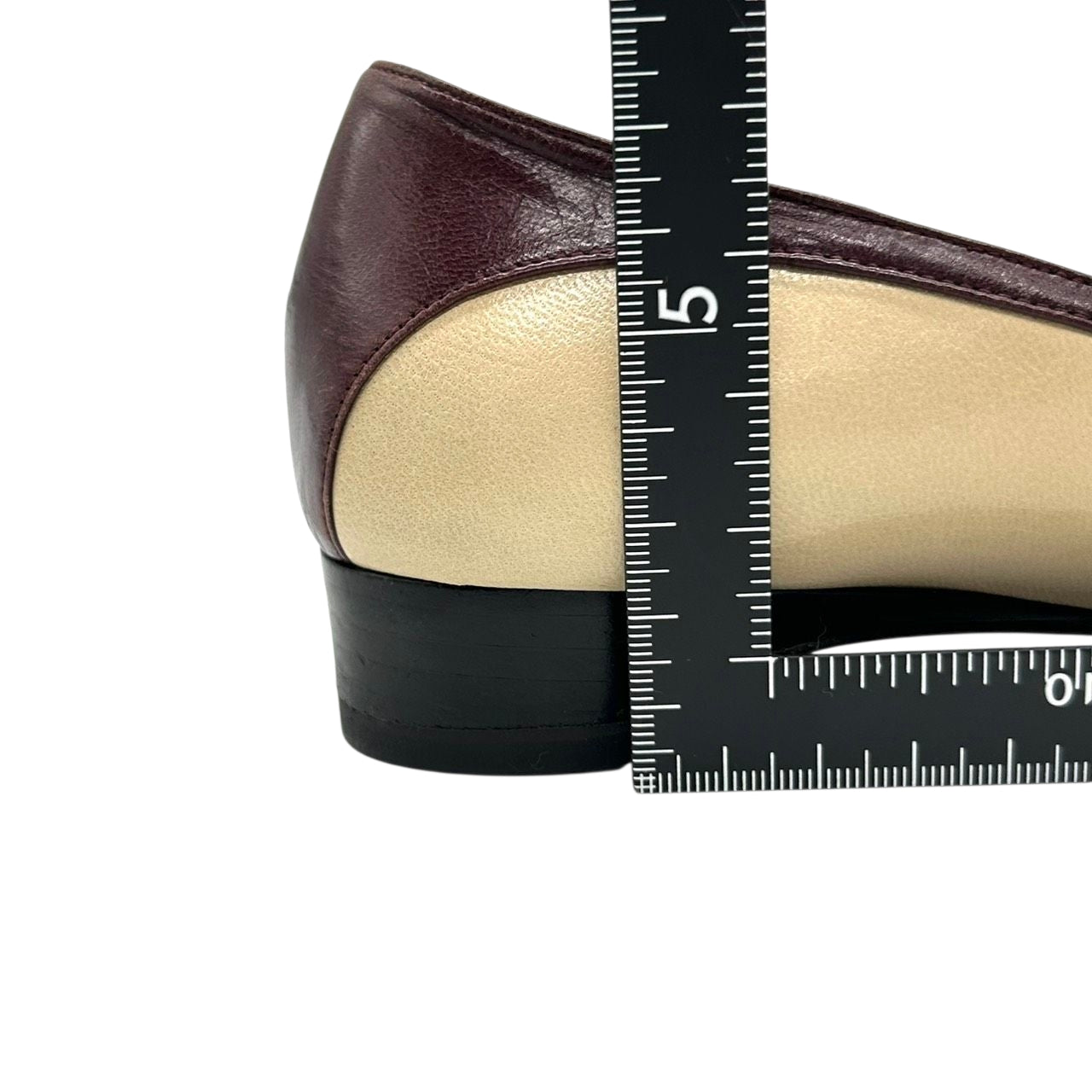 エミリオプッチ EMILIO PUCCI パンプス バレエシューズ ラウンドトゥ リボン レザー 本革 バイカラー ベージュ ボルドー 35 1/2 22.5cm イタリア製 ローヒール 歩きやすい レディース エレガント フェミニン CT1