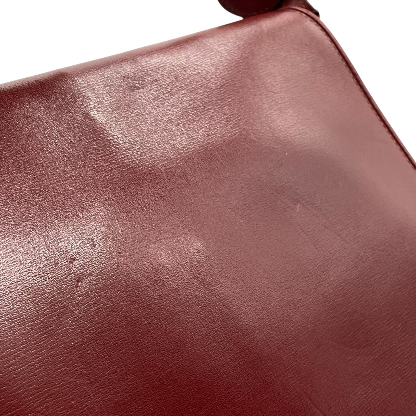 Authentic Cartier Must Line Shoulder Bag Crossbody Burgundy Wine Red Gold Hardware Leather Vintage Women's