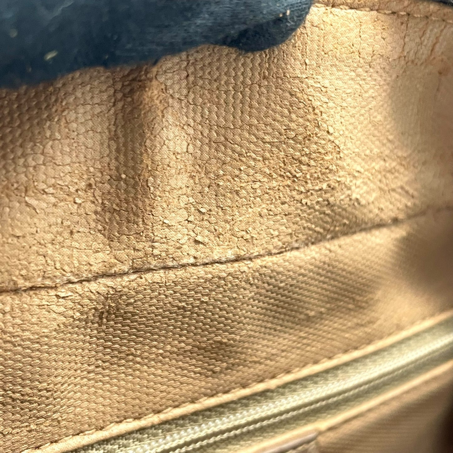 Authentic GUCCI Old GG Supreme Clutch Bag Second Bag Brown Leather PVC Gold Hardware Unisex Vintage