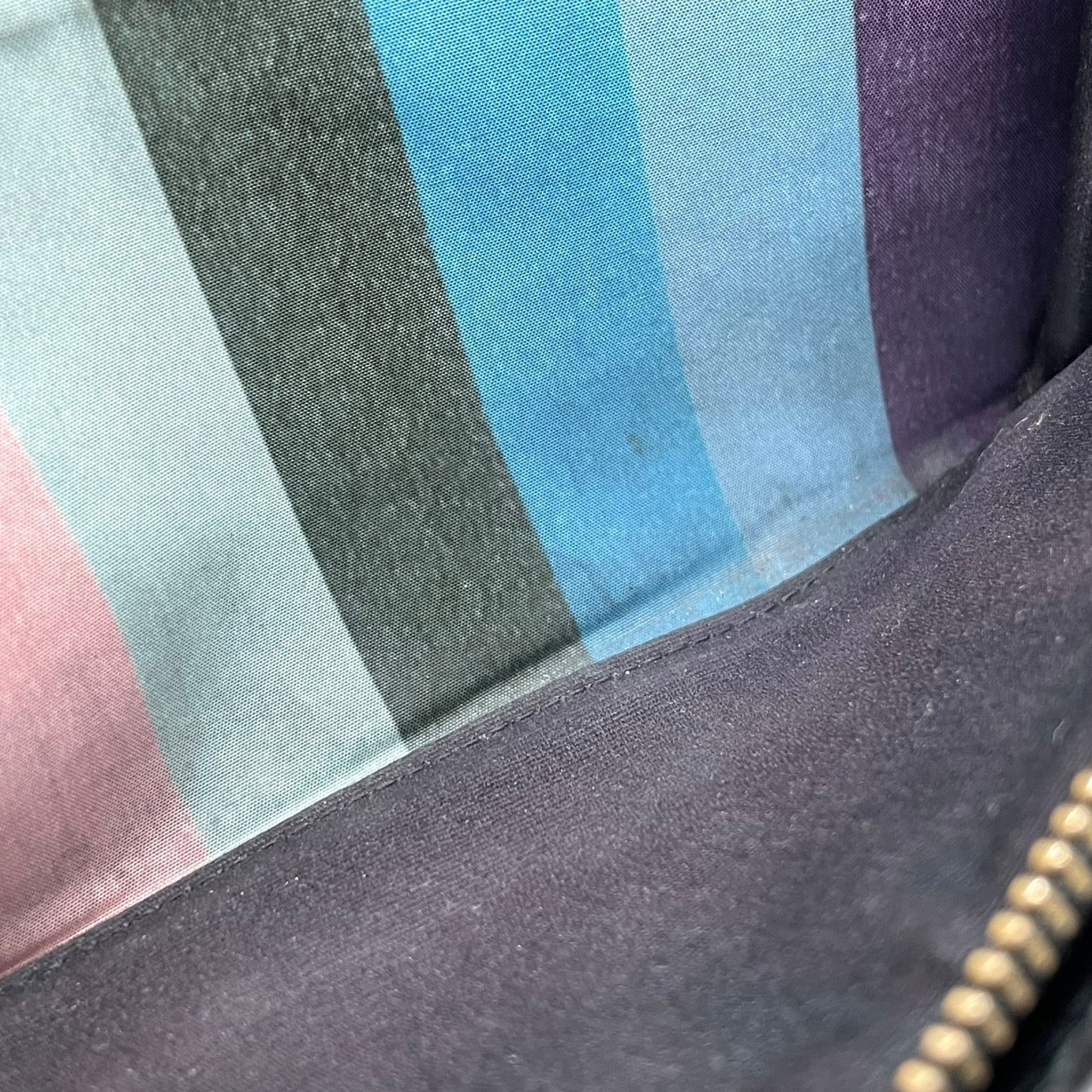 Paul Smith ポールスミス 長財布 ラウンドファスナー 紺 ネイビー レザー 本革 ゴールド金具 マルチカラー メンズ W1