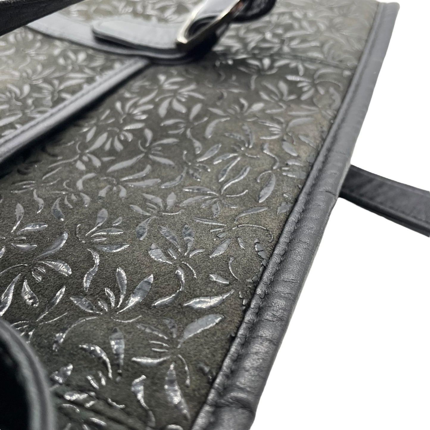 印傳屋 インデンヤ Inden トートバッグ 黒 ブラック レザー 鹿革 漆 ブラック金具 肩掛け可 レディース E11