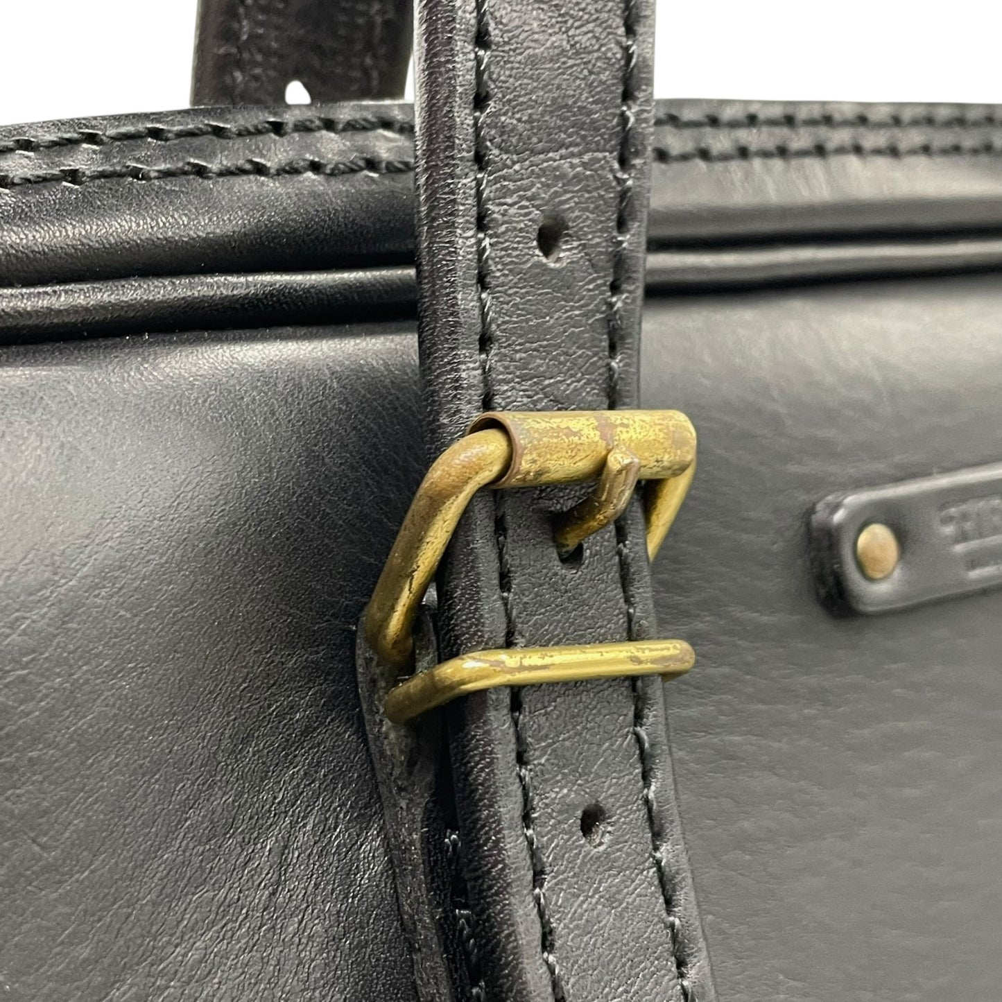 美品 Herz ヘルツ 二本手 ビジネスバッグ ブリーフケース 書類鞄 黒 ブラック レザー 日本製 ゴールド金具 A4対応 BW-57 メンズ レディース C