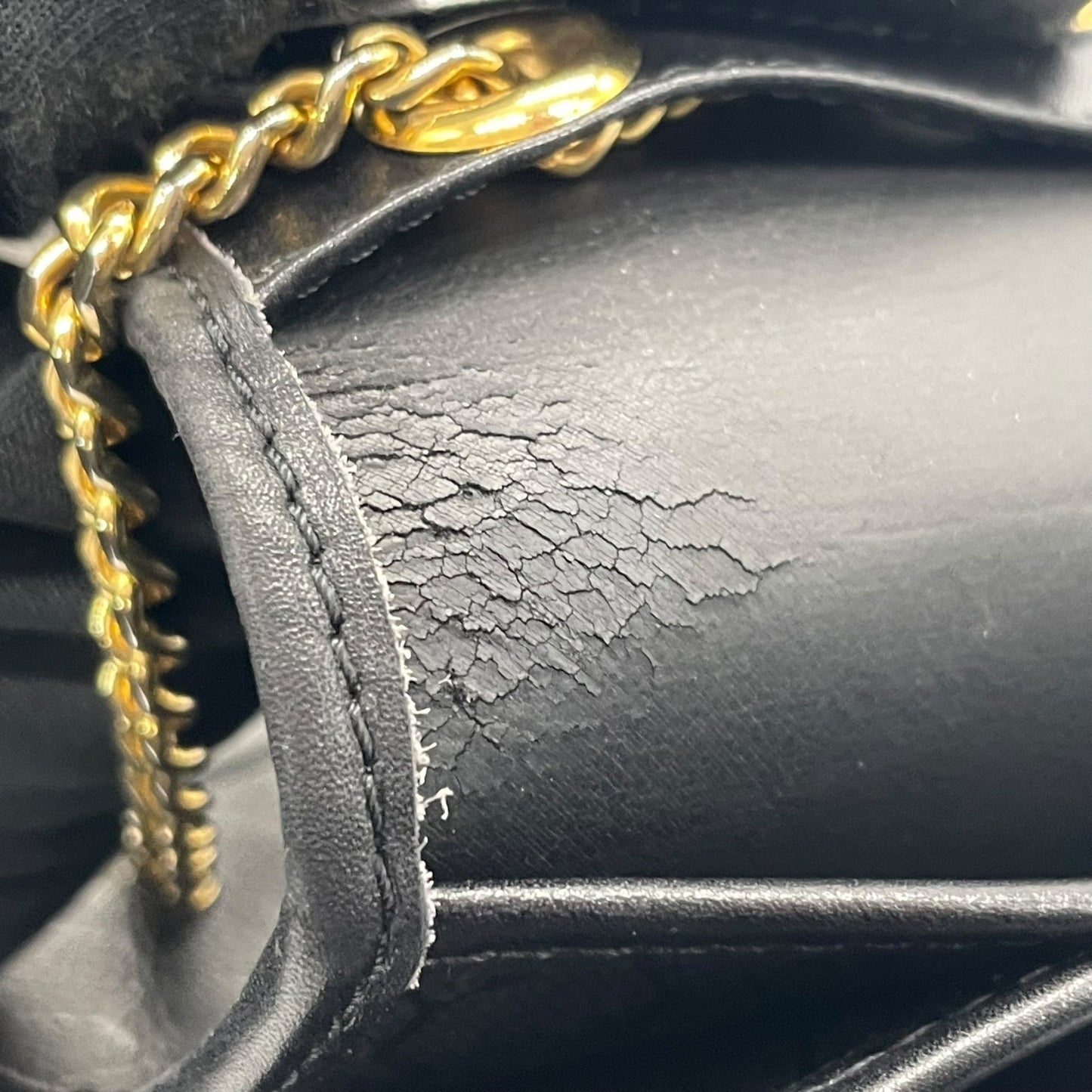 Christian Dior クリスチャンディオール ショルダーバッグ ハニカム柄 ブラック 黒 PVC×レザー チェーンショルダー クロスボディ 斜め掛け ゴールド金具 ヴィンテージ D7