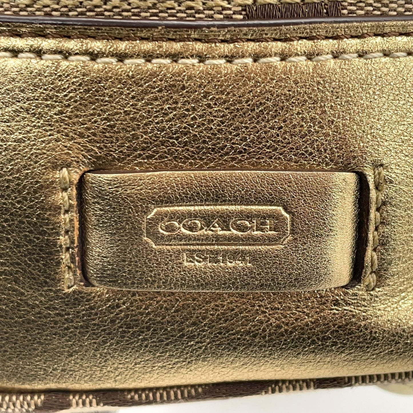 コーチ COACH シグネチャー キャンバス×レザー ハンドバッグ 金金具 ゴールド金具 トートバッグ 美品 S51
