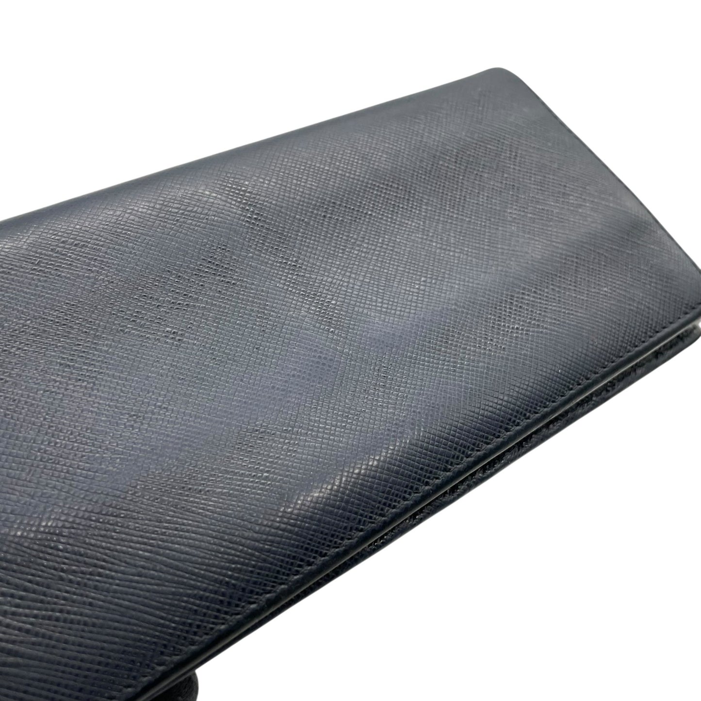 プラダ PRADA 長財布 ネイビー 紺 サフィアーノレザー シルバー金具 ロゴ 2MV836 メンズ M1