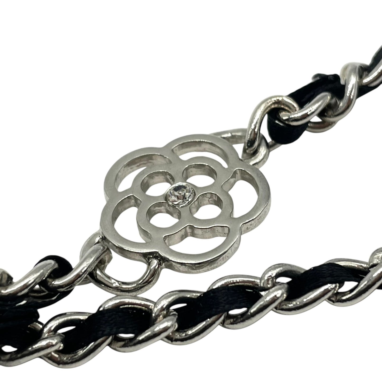 未使用級 クレイサス CLATHAS ショルダーバッグ ミニバッグ 黒 ブラック キャンバス シルバー金具 チェーンショルダー カメリア柄 ロゴ 斜め掛け可 レディース E6