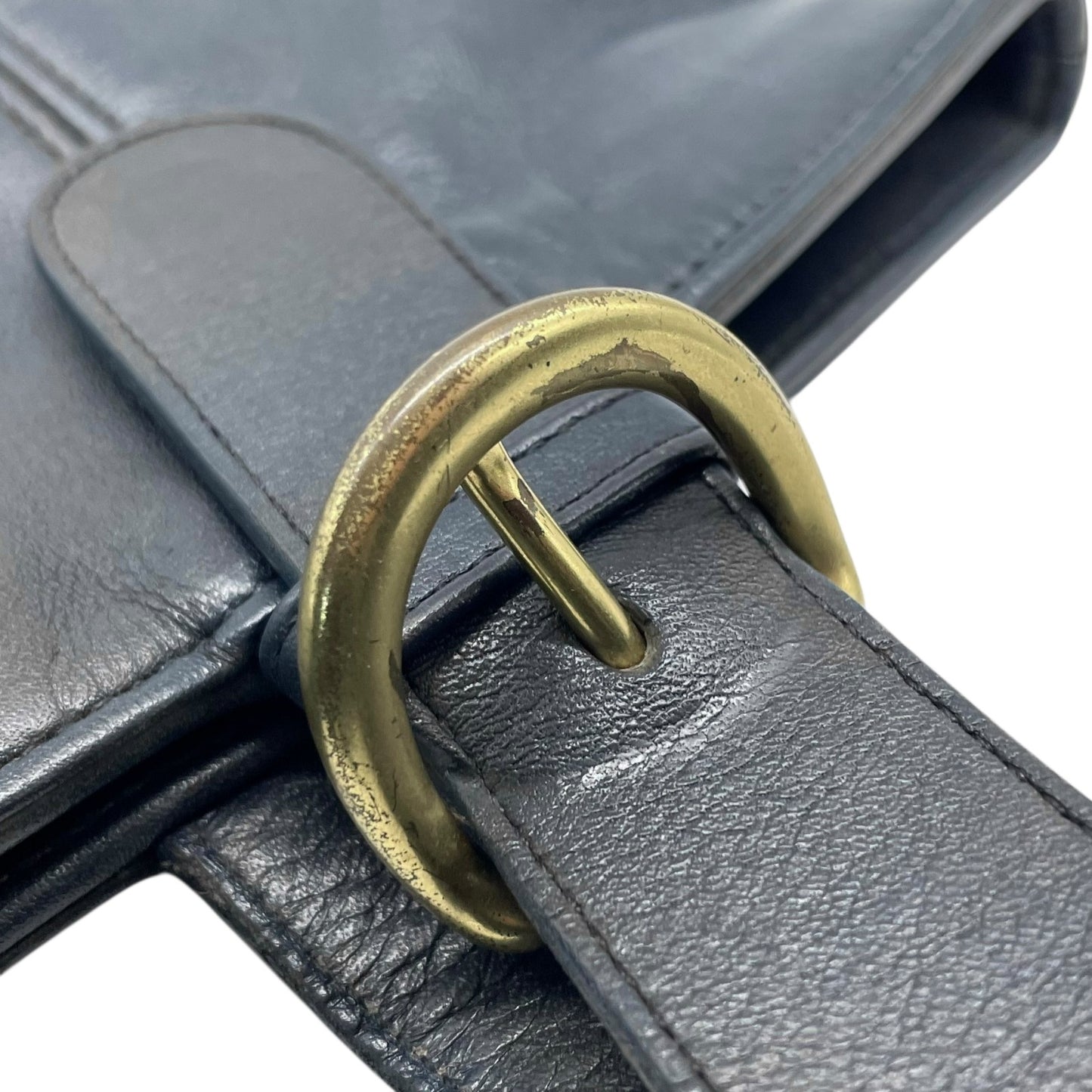 コーチ COACH オールドコーチ ハンドバッグ ミニトートバッグ 紺 ネイビー レザー ゴールド金具 ファスナー開閉 ロゴチャーム USA製 ヴィンテージ レディース S12