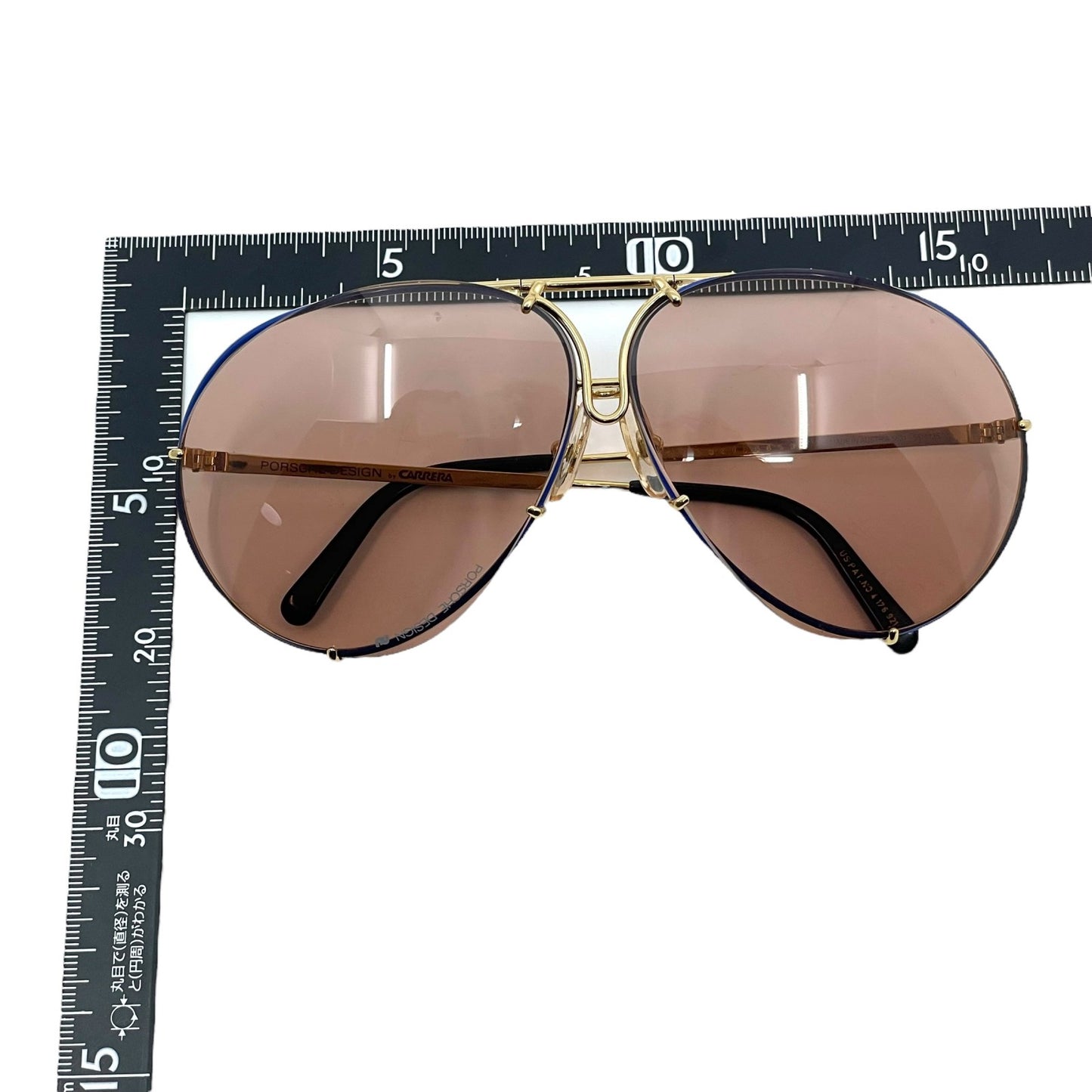 【美品】PORSCHE DESIGN by CARRERA ポルシェデザイン バイ カレラ ティアドロップ サングラス ブラック ブラウンスモーク ブルー ゴールドフレーム メンズ レディース H1