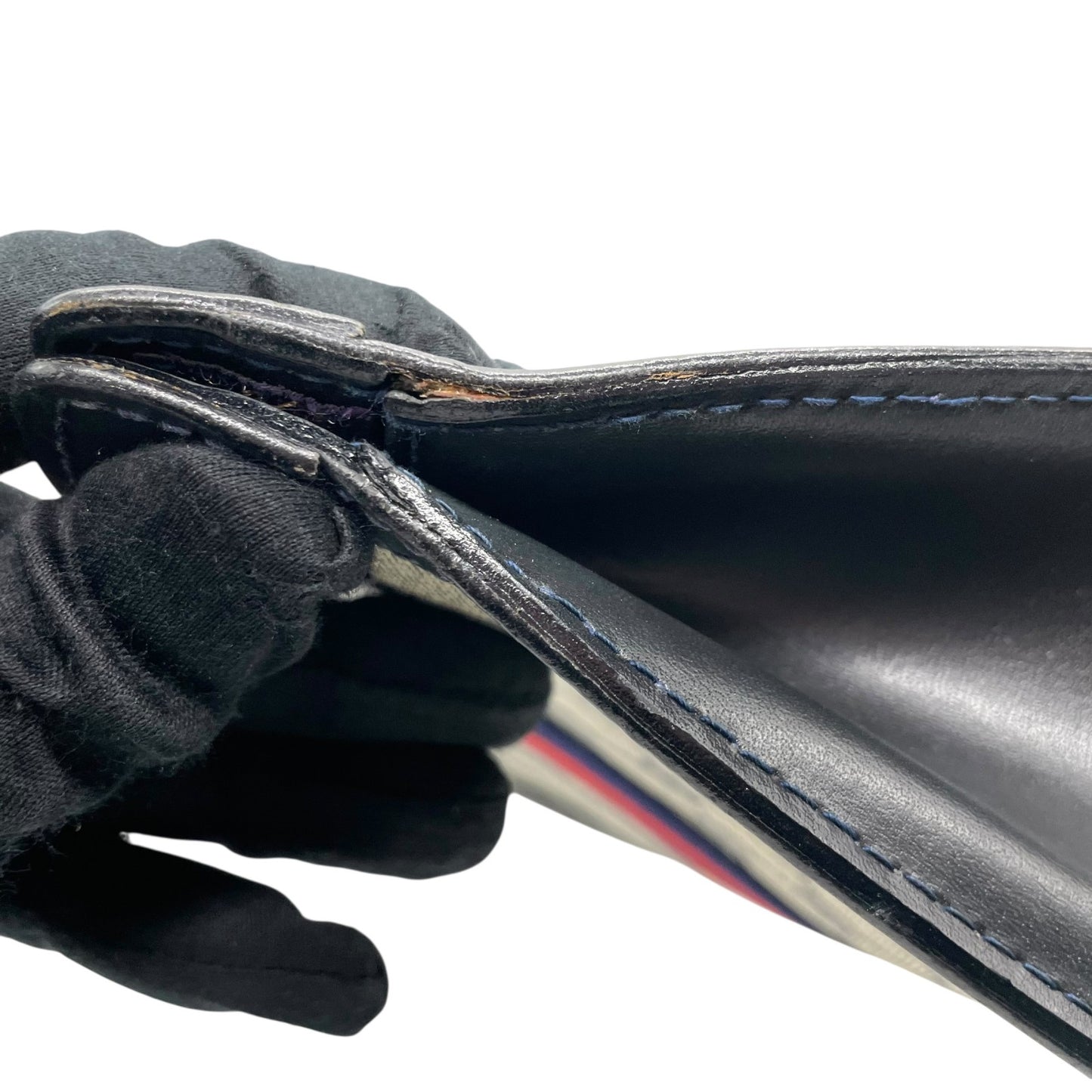 GUCCI オールドグッチ GGスプリーム シェリーライン クラッチバッグ セカンドバッグ PVC レザー グレー ネイビー ヴィンテージ K9