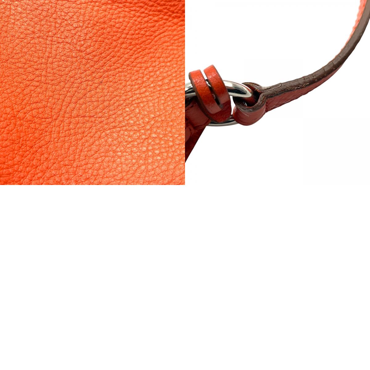 希少色 極美品 Salvatore Ferragamo フェラガモ ガンチーニ ショルダーバッグ ハンドバッグ ワンショルダー オレンジ レザー 本革 シボ革 チャーム Y2K 00s K8