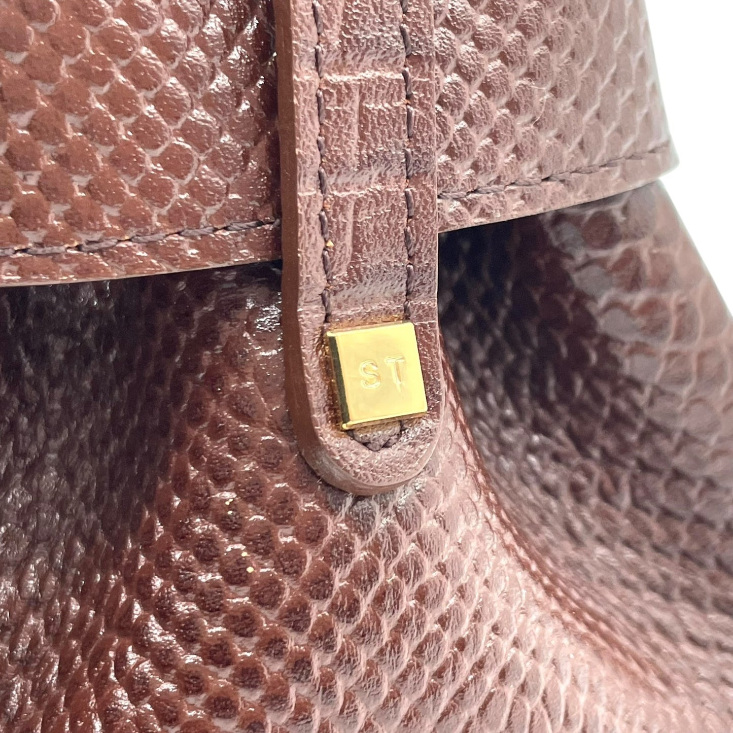 サマンサタバサ Samantha Thavasa 型押し レザー ハンドバッグ ブラウン 茶色 金金具 ゴールド金具 S51