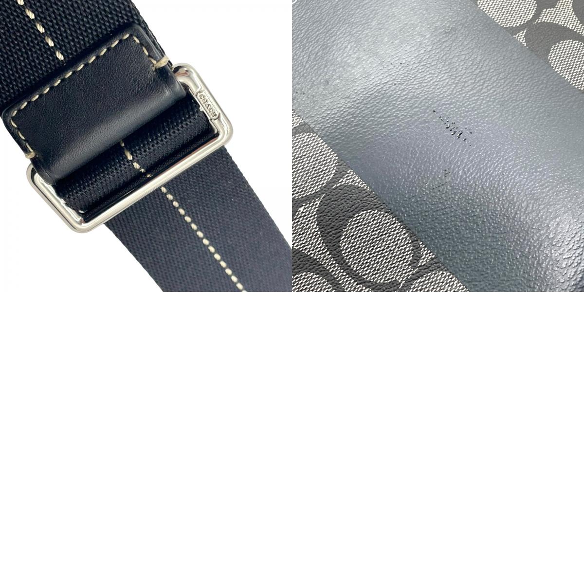 コーチ COACH シグネチャー ショルダーバッグ 黒 ブラック グレー レザー コンビ クロスボディ S50