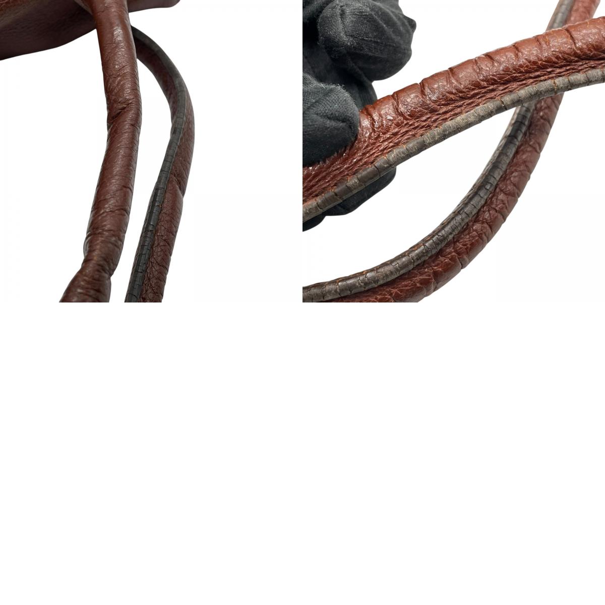 セリーヌ CELINE トートバッグ ハンドバッグ ロングハンドル フラップ 茶色 ダークブラウン レザー タッセル付き シルバー金具 K8