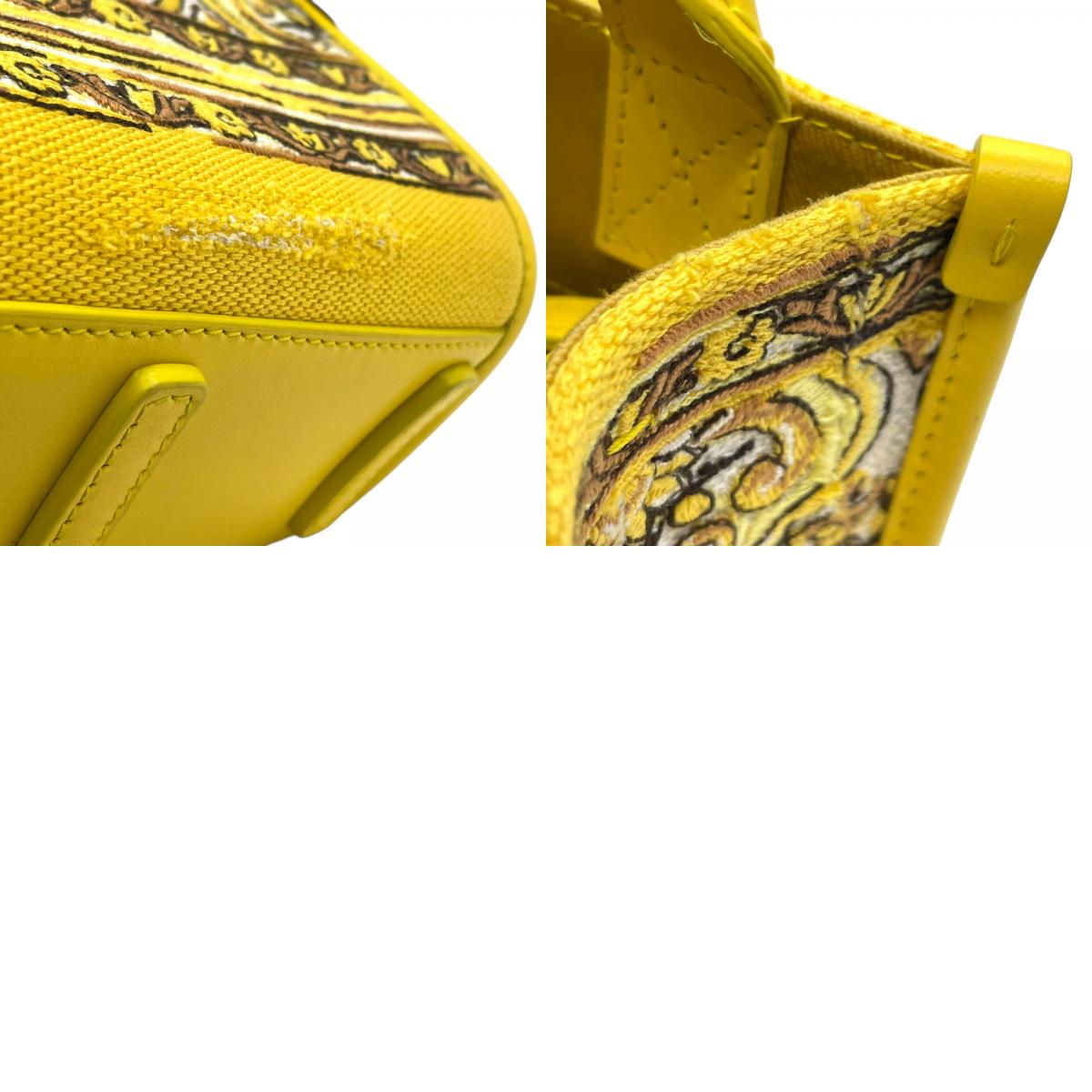 ドルチェ&ガッバーナ DOLCE&GABBANA ドルガバ マヨリカ DG DAYLY ミニショッピングバッグ 2WAY ハンドバッグ ショルダーバッグ イエロー キャンバス×レザー ゴールド金具 刺繍ロゴ 斜め掛け可 レディース B