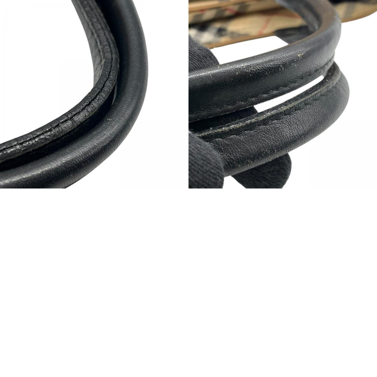 BURBERRY BLUE LABEL バーバリー ブルーレーベル ハンドバッグ ノバチェック ベージュ ブラック ナイロン×レザー シルバー金具 トート レディース U14