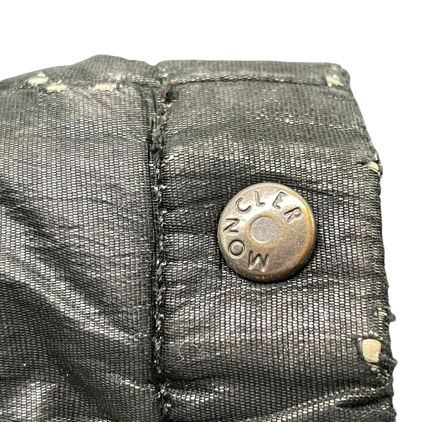 MONCLER モンクレール ダウンジャケット グレー 黒 ブラック スワロフスキー ビーズ 立体ワッペン 茶タグ ナイロン サイズ0 メンズ レディース CT