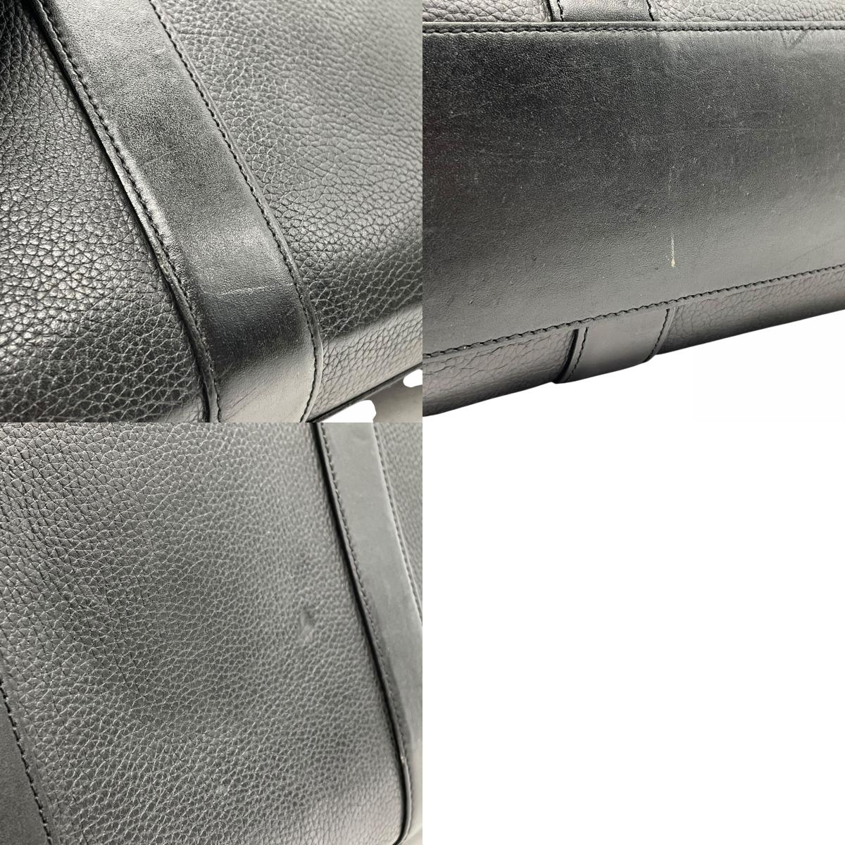 美品 現行 Cartier カルティエ ビジネスバッグ ブリーフケース 黒 ブラック レザー シボ革 シルバー金具 ロゴ型押し 2Cモチーフ 通勤 メンズ A4収納可 A