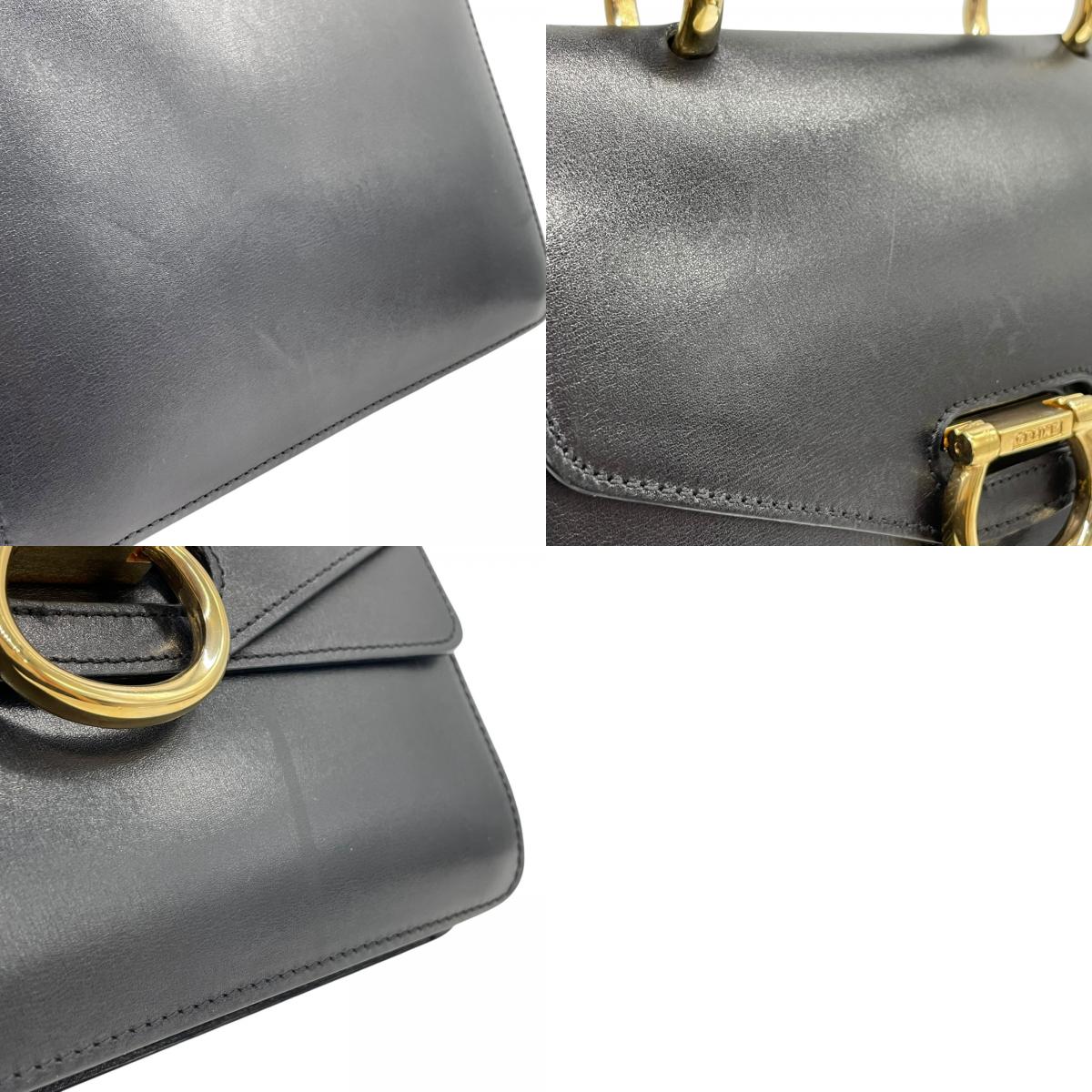 美品 CELINE セリーヌ ハンドバッグ フォーマル 黒 ブラック レザー ゴールド金具 ダブルフラップ Wフラップ トップハンドル 手提げ ロゴ レディース ヴィンテージ オールドセリーヌ C