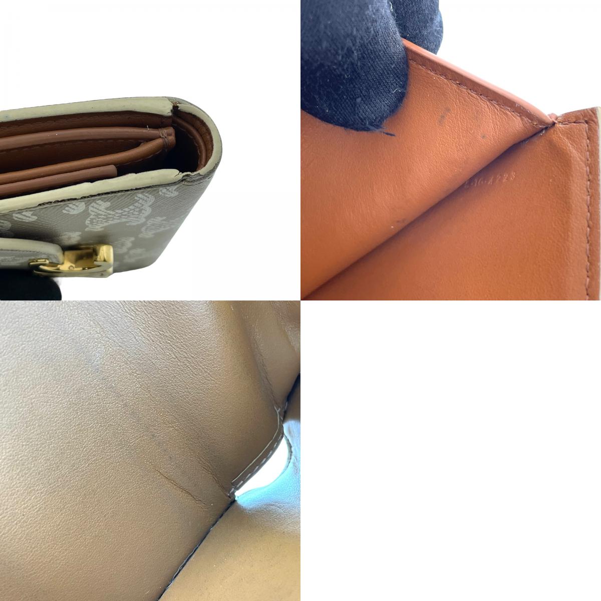 CELINE セリーヌ 三つ折り財布 トリオンフキャンバス PVC スモール コンパクトウォレット ベージュ ホワイト 10D78 レディース メンズ ユニセックス M5