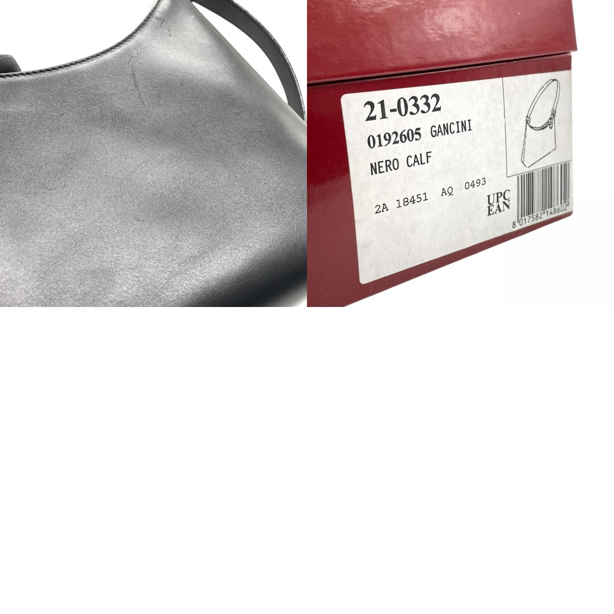 美品 Salvatore Ferragamo フェラガモ ガンチーニ ワンショルダー ショルダーバッグ レザー 黒 ブラック NERO シルバー金具 レディース B