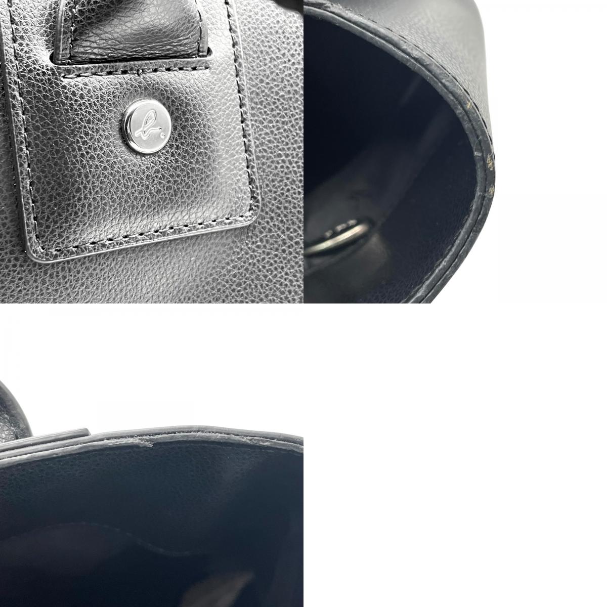 美品 agnès b. アニエスベー トートバッグ レザー 黒 ブラック シンプル PC収納可 A4可 通勤 通学 A