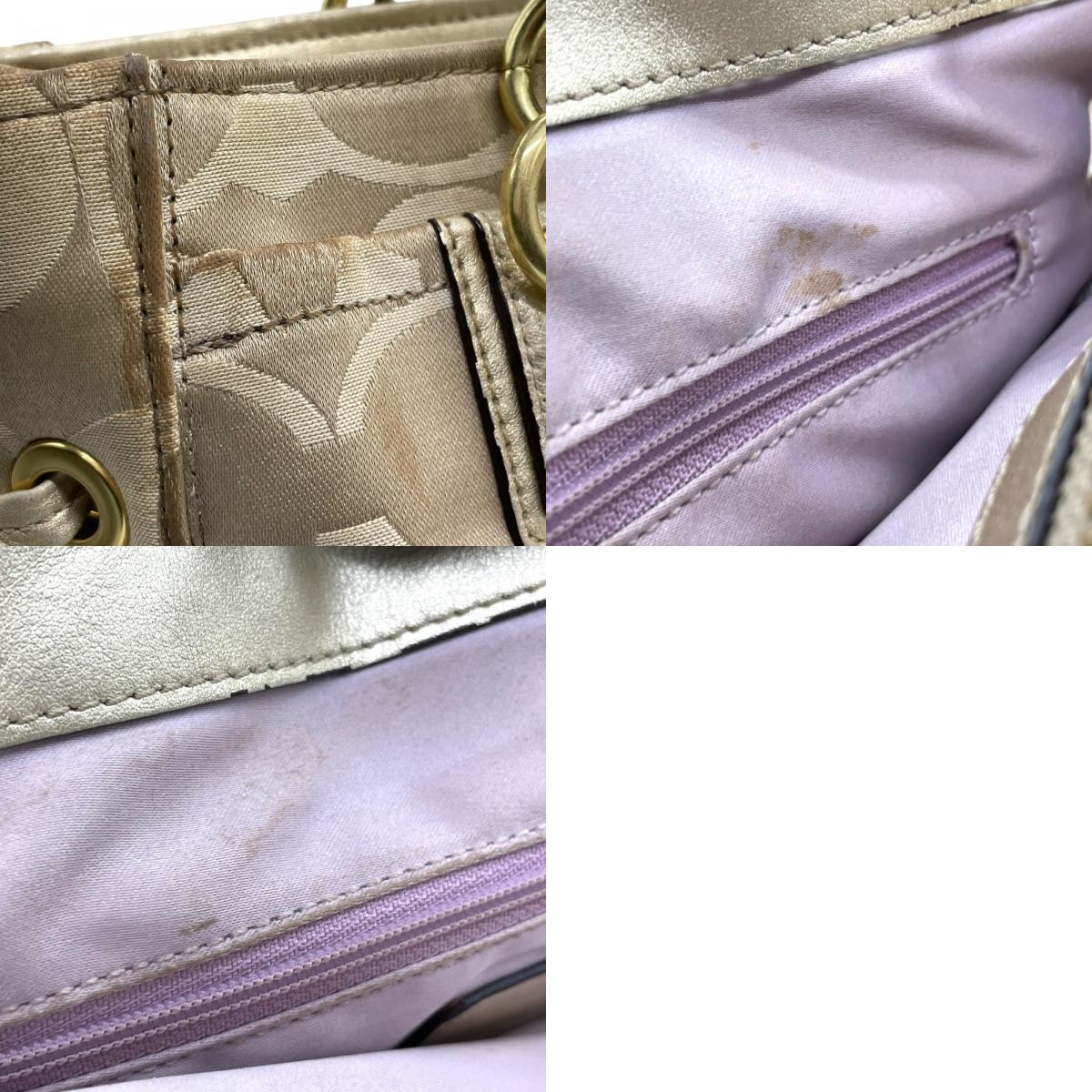 COACH コーチ トートバッグ ショルダーバッグ F16475 コレット シグネチャー キャリーオール サテン キャンバス レザー ベージュ ゴールド 肩掛け可 レディース E10