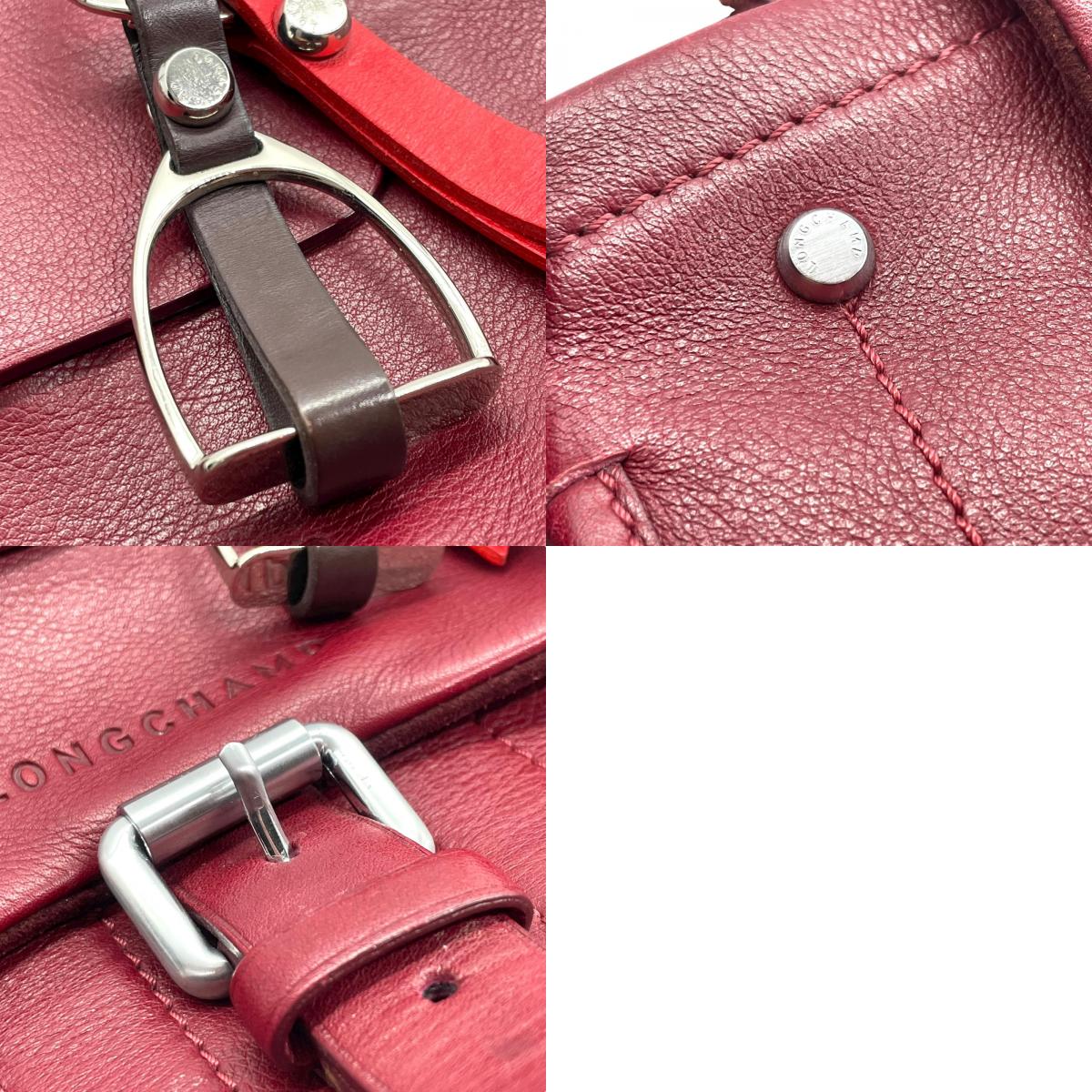 ロンシャン LONGCHAMP ハンドバッグ レザー ワインレッド 本革 チャーム付き Y2K ヴィンテージ ユニセックス s94