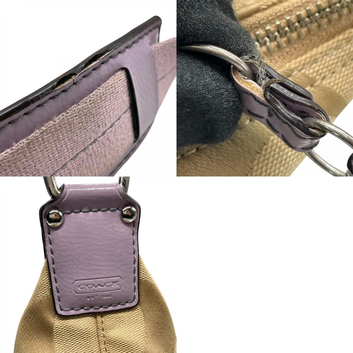 コーチ COACH シグネチャー ワンショルダー ショルダーバッグ F17434 ベージュ ライトパープル キャンバス レザー S18