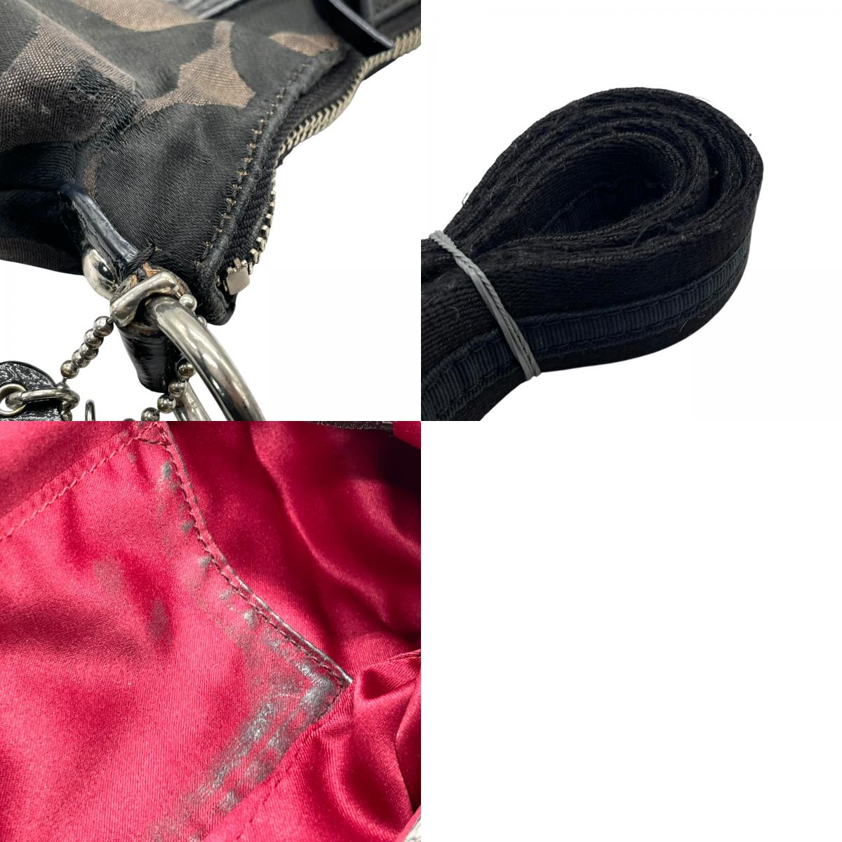 コーチ COACH 2WAY ハンドバッグ ショルダーバッグ ポピー シグネチャー 黒 ブラック キャンバス シルバー金具 手提げ 肩掛け可 斜め掛け可 ロゴ レディース U5