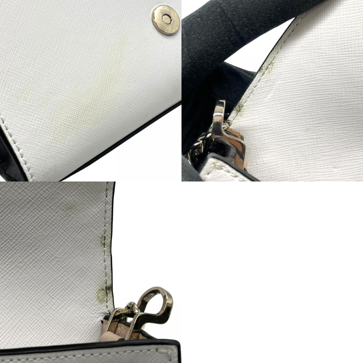 美品 kate spade ケイトスペード カーソン カラーブロック コンバーチブル 2WAY ハンドバッグ ショルダーバッグ クロスボディ PVC ベージュ 白 ホワイト 黒 ブラック バイカラー チェーン ゴールド金具 ロゴ 斜め掛け可 レディース S6