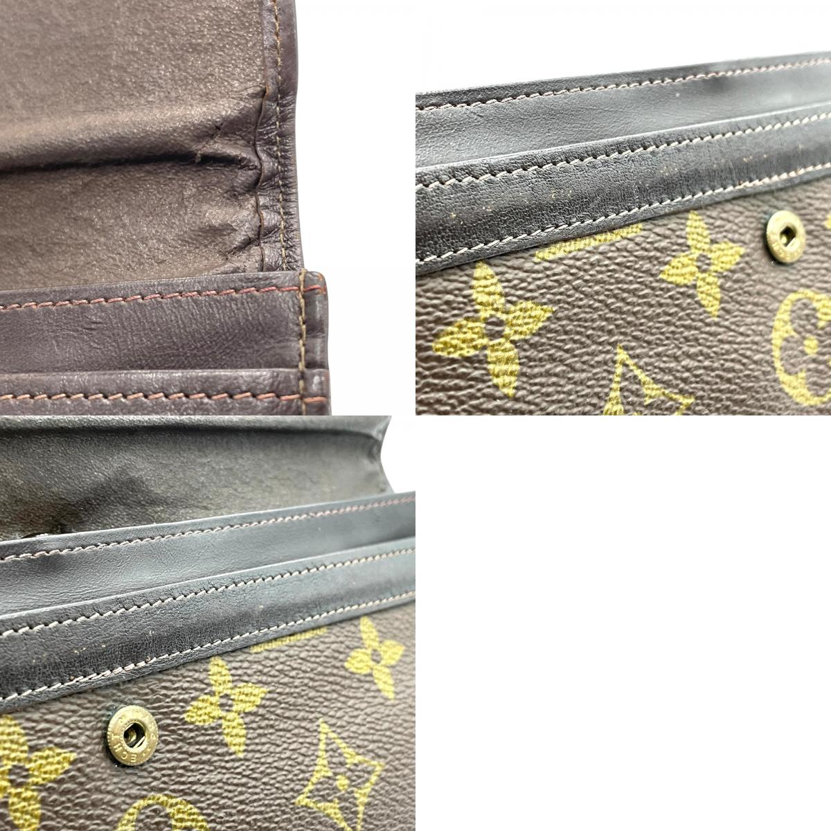 ルイヴィトン LOUIS VUITTON LV モノグラム 長財布 フラップ 茶色 ブラウン PVC レザー メンズ レディース W5