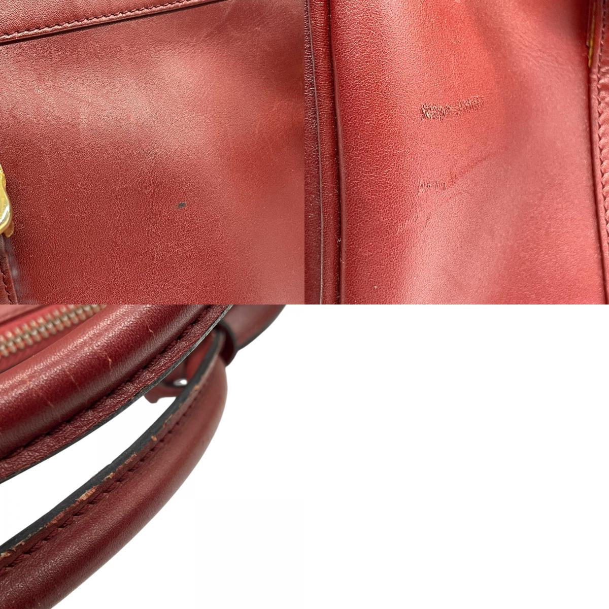 カルティエ Cartier マストライン ハンドバッグ ミニボストン ボルドー ワインレッド 赤 レザー ゴールド金具 2Cモチーフ 南京錠 レディース B