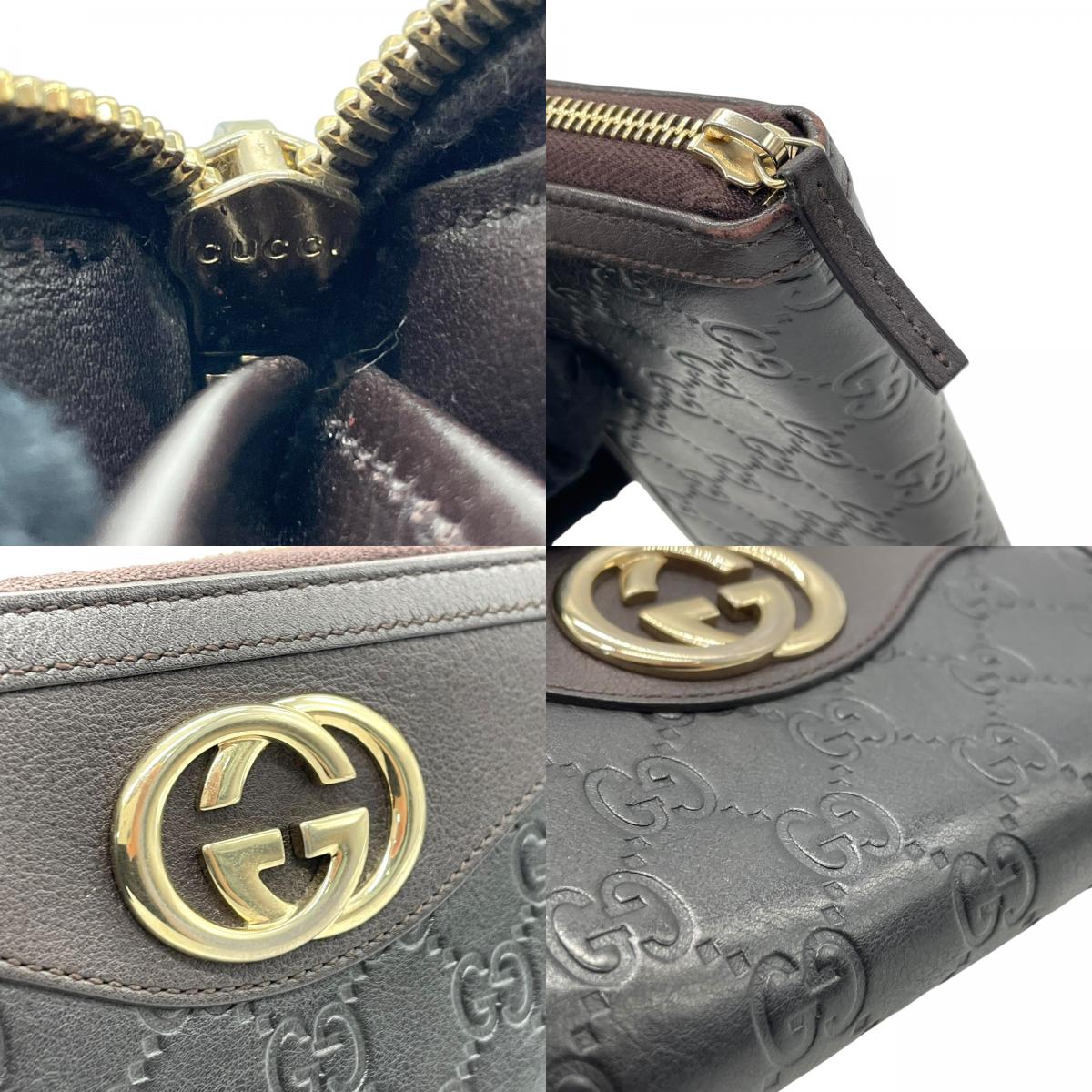 Authentic GUCCI Long Wallet Guccissima Black Brown Bicolor Leather Gold Interlocking G