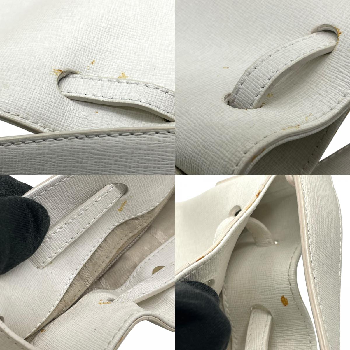 フルラ FURLA 2WAY ハンドバッグ ショルダーバッグ ホワイト 白 レザー 巾着型 ゴールド金具 手提げ 斜め掛け可 レディース T1