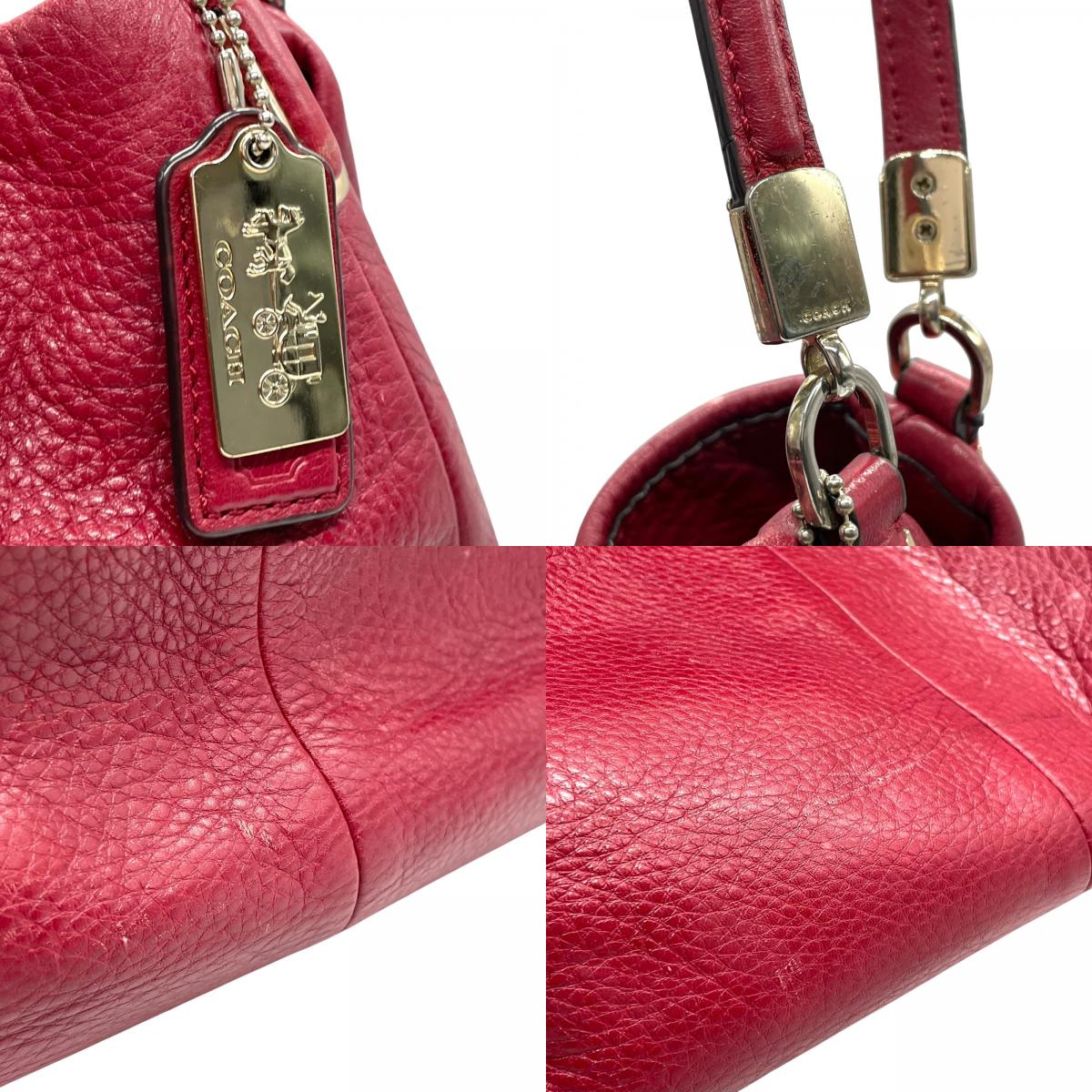 COACH コーチ ハンドバッグ トートバッグ 赤 レッド レザー ゴールド金具 ロゴ チャーム付き 肩掛け可 レディース T4